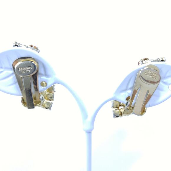 Alice Caviness Topaz Rhinestone Earrings, 1960s Vintage Jewelry - Picture 3 of 10